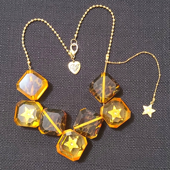 BJ Vintage Lucite Leopard Block Crystal Necklace - Picture 4 of 4